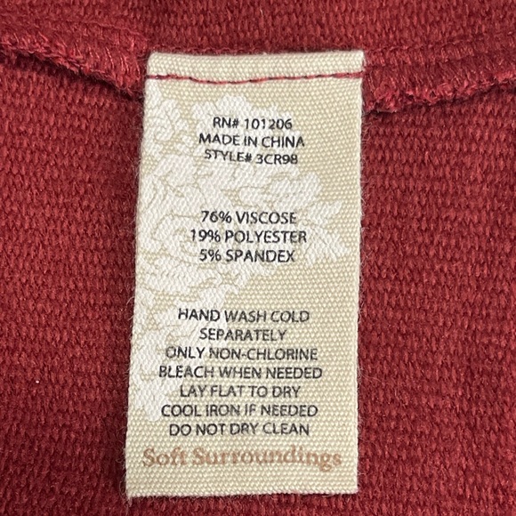 Soft surroundings Extra Soft Pullover Hooded 3/4 SL Sweater With Pockets Size PS - Picture 8 of 10